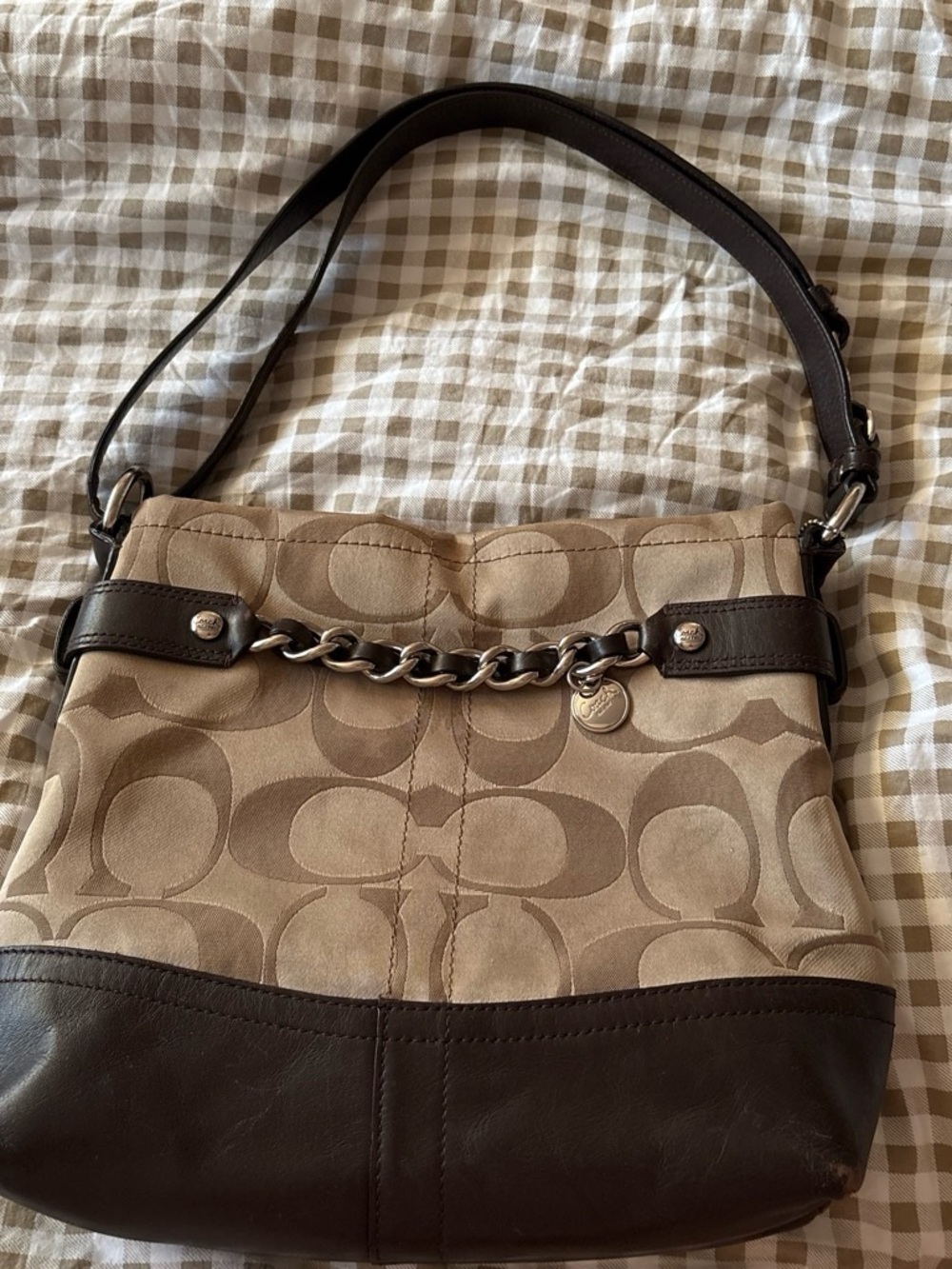 Coach Beige Signature Shoulder Bag